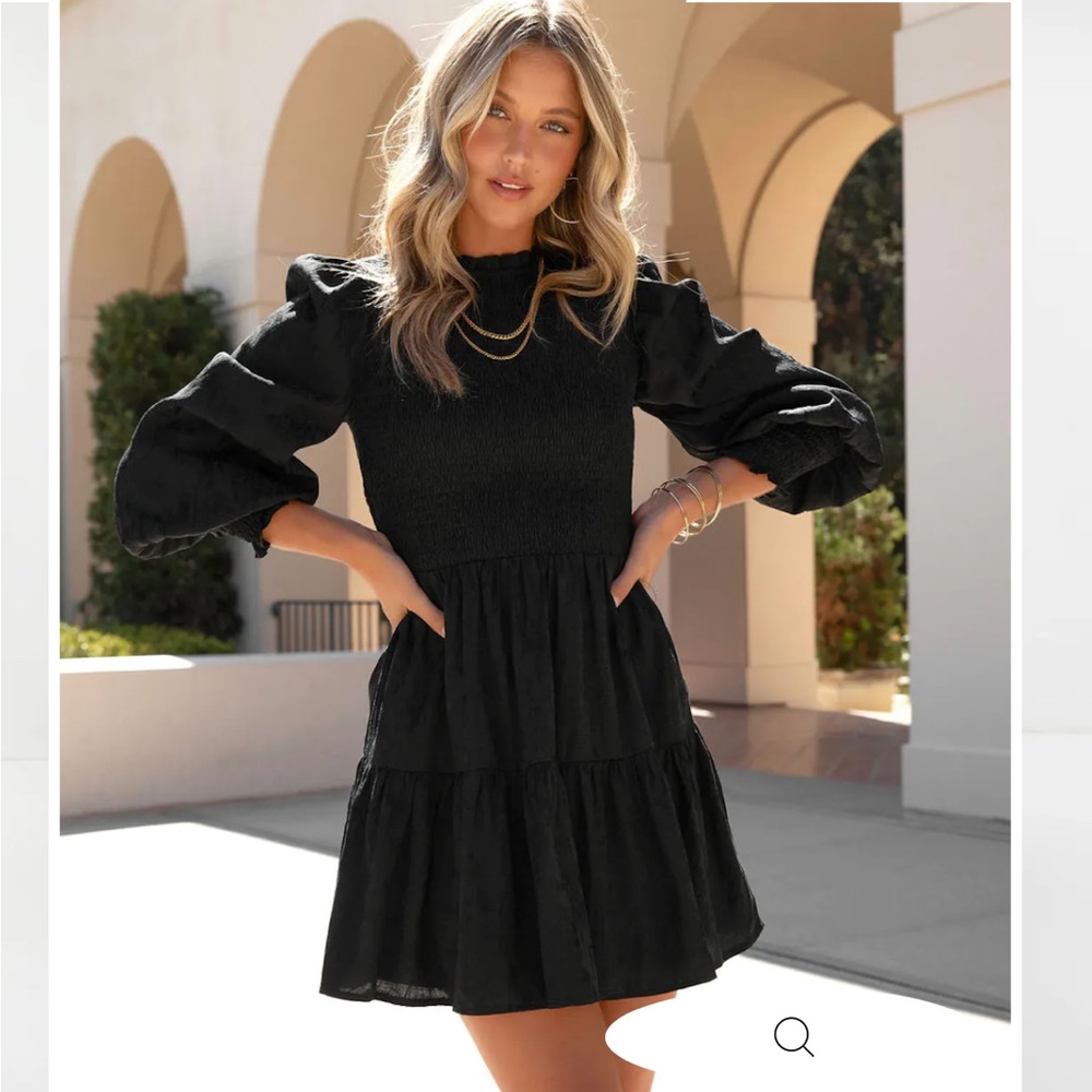 Vici SMOCKED DRESS - BLACK - NWT